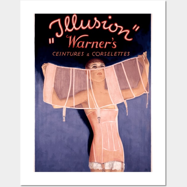 Warner Illusion Corsets - Vintage French Advertising Poster Design Wall Art by Naves